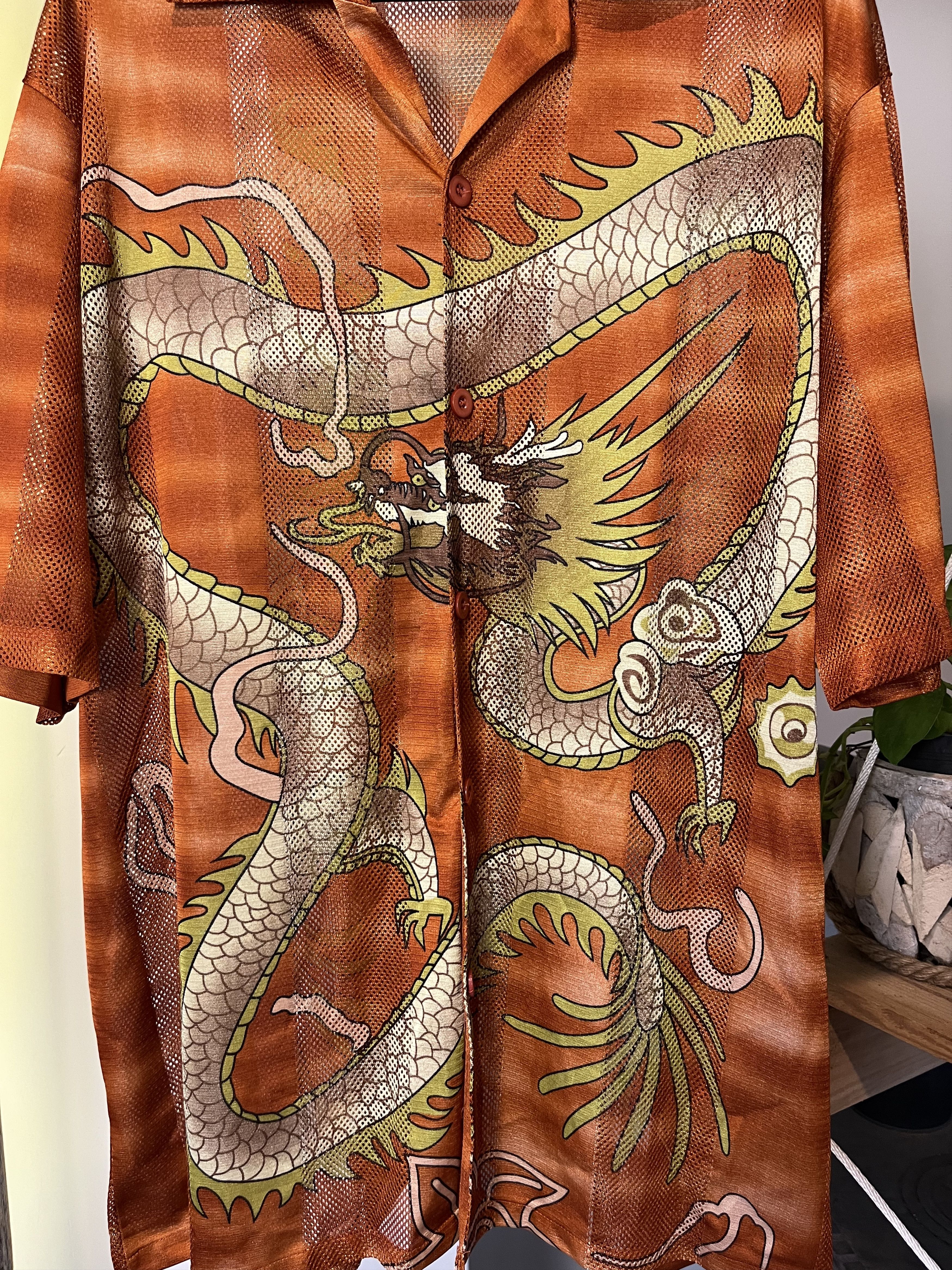Japanese Brand × Vintage Vintage y2k Dragon Mesh Shirt Avant Garde Anime Crazy Size US XL / EU 56 / 4 - 3 Thumbnail
