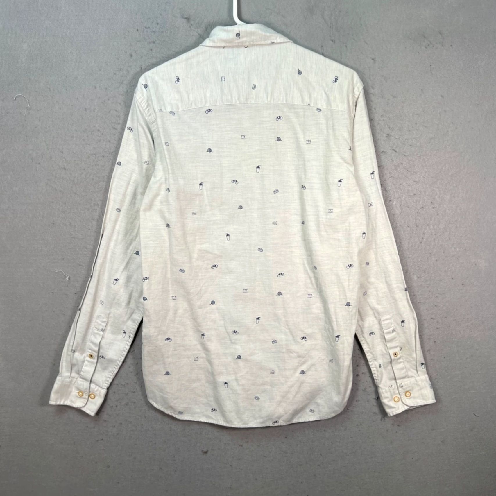 Jack & Jones JACK & JONES Mens Medium White Long Sleeve Button-Up Shirt w/ Blue Graphic Print Shirt Size US M / EU 48-50 / 2 - 2 Thumbnail