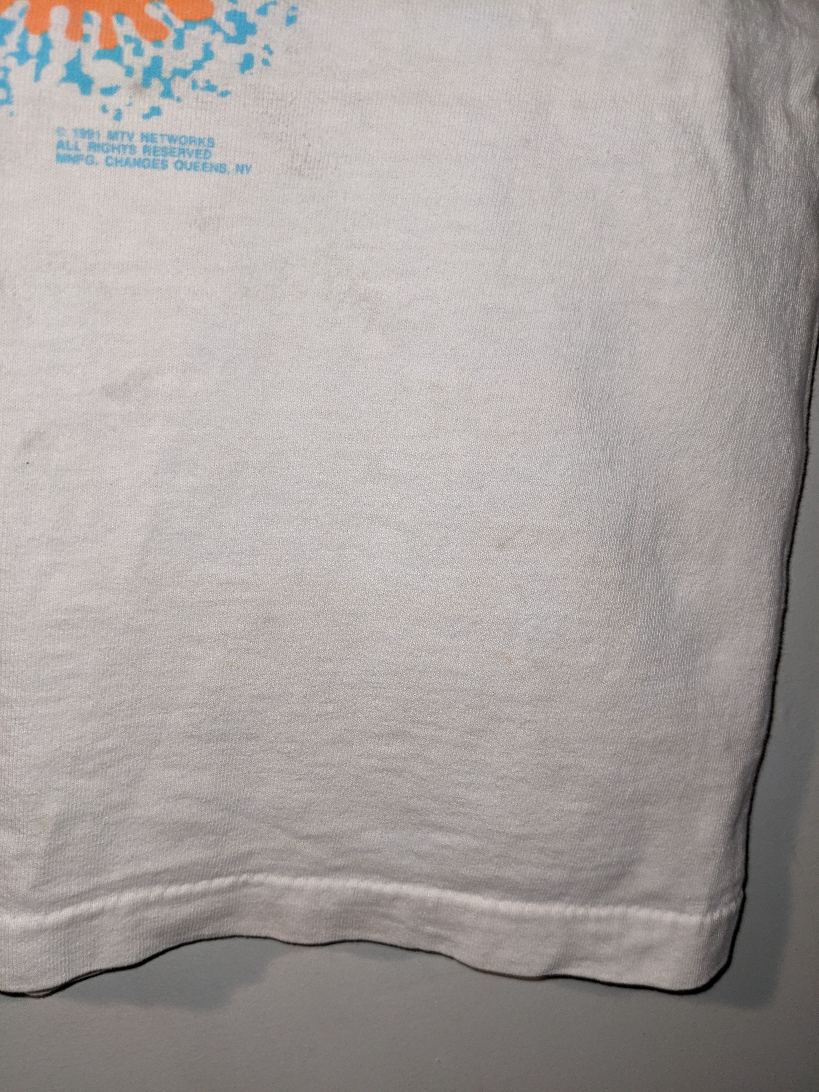 Nickelodeon × Vintage Vintage 1991 Ren and Stimpy Nickelodeon White Large T-Shirt Size US L / EU 52-54 / 3 - 10 Thumbnail