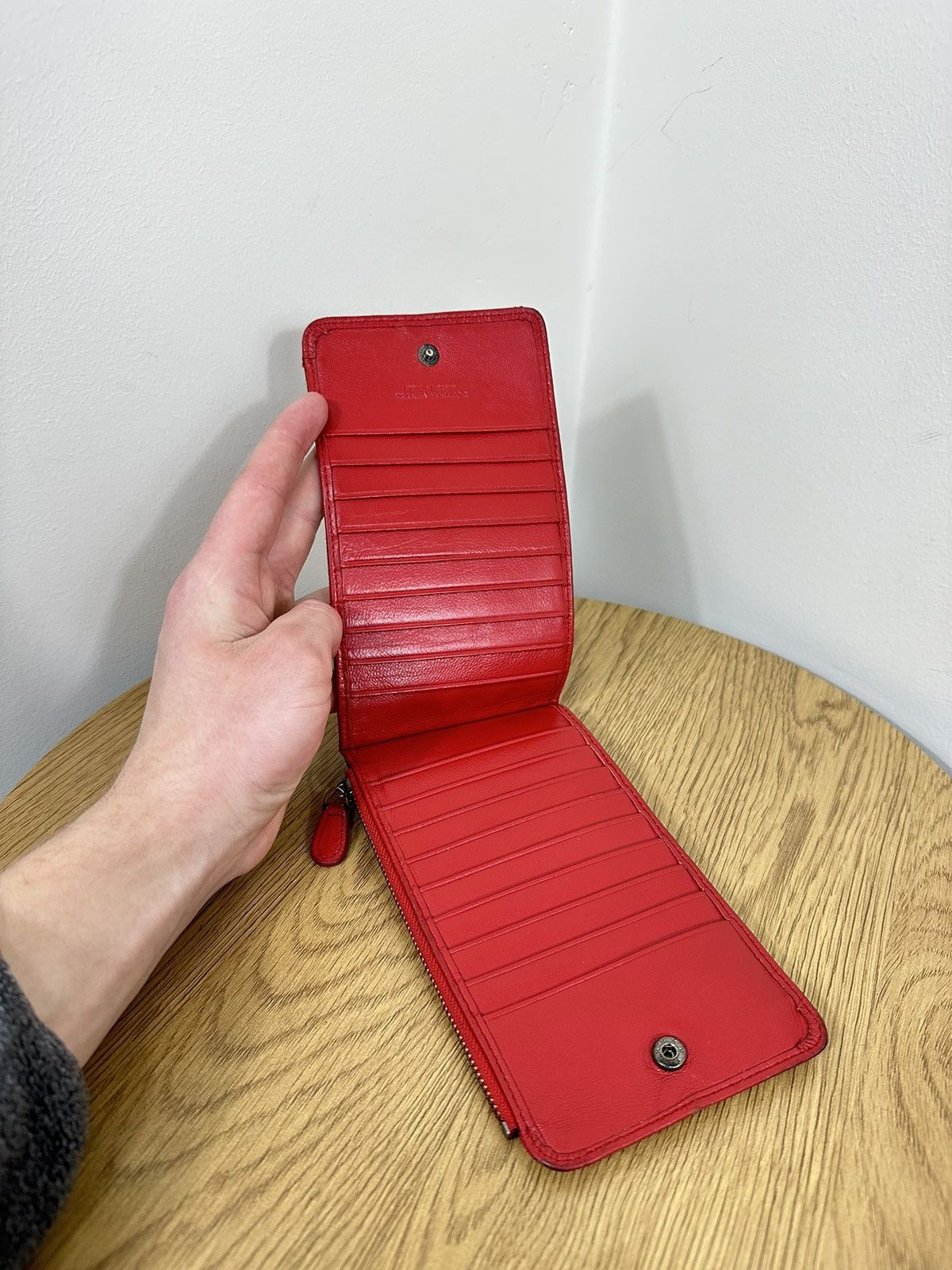 Bottega Veneta × Vintage Vintage Bottega Veneta Luxury Classic Red Leather Wallet Size ONE SIZE - 3 Thumbnail