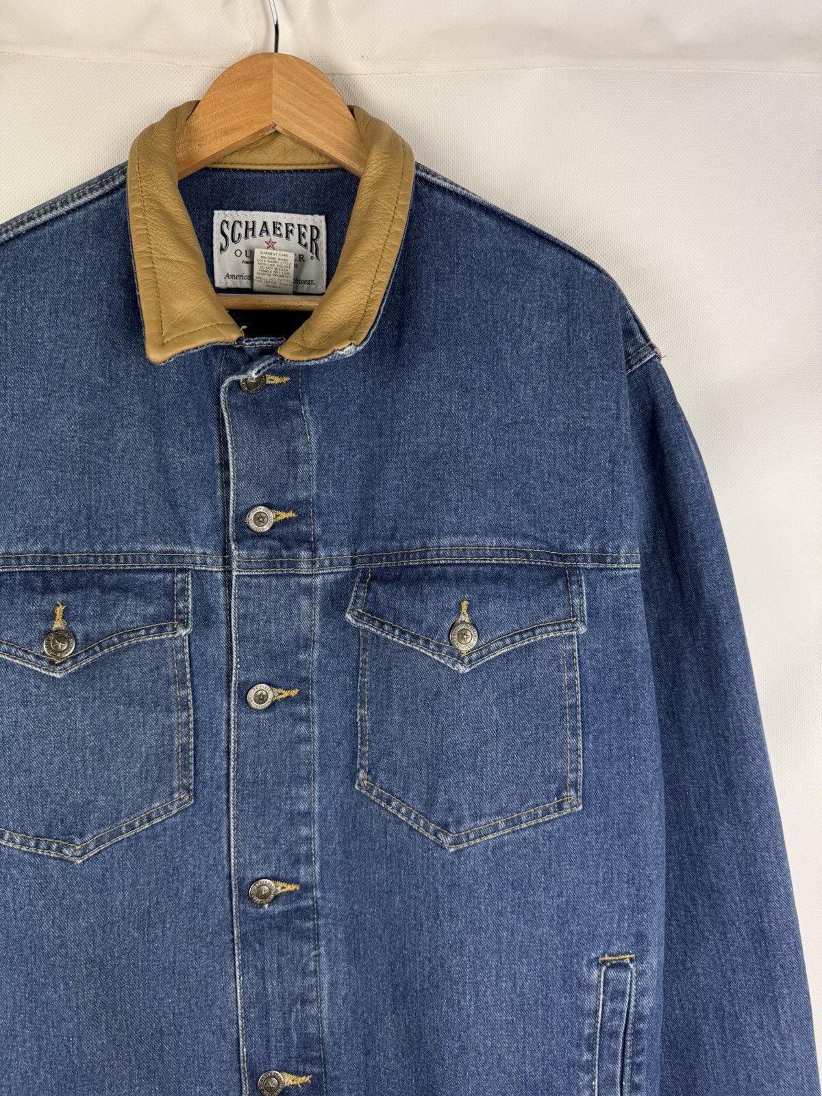 Other Schaefer Outfitter Denim Leather Collar Trucker Jacket Size US XL / EU 56 / 4 - 5 Thumbnail