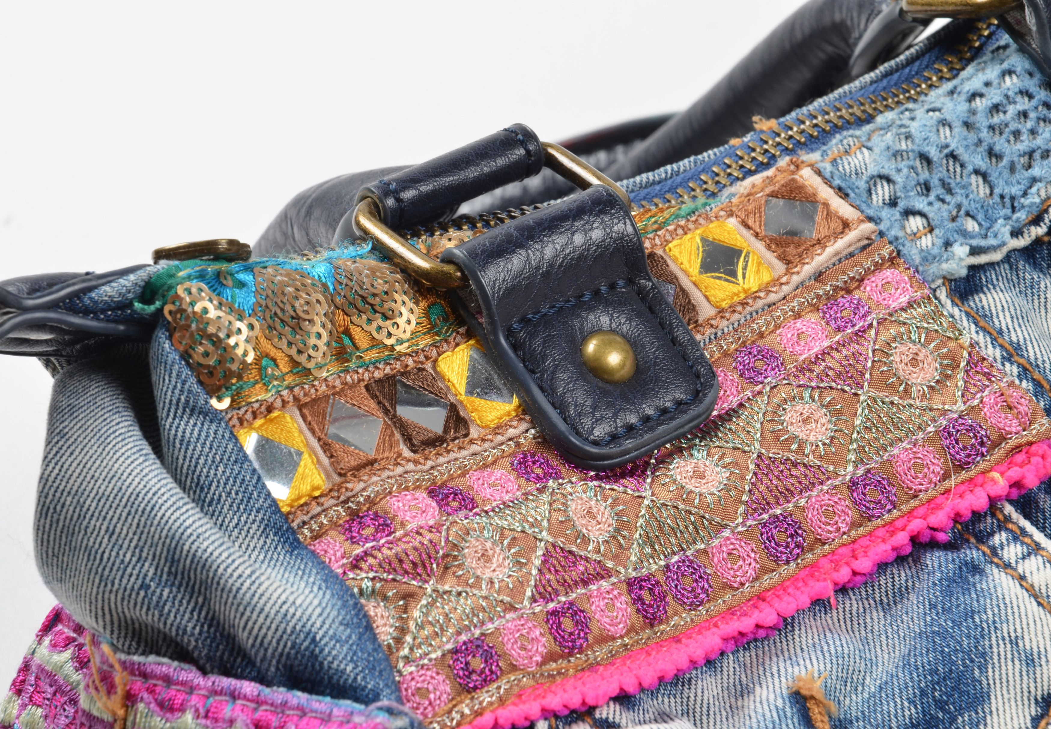 Desigual Desigual Y2K Boho Patchwork Denim Shoulder Crossbody Bag Size ONE SIZE - 7 Thumbnail