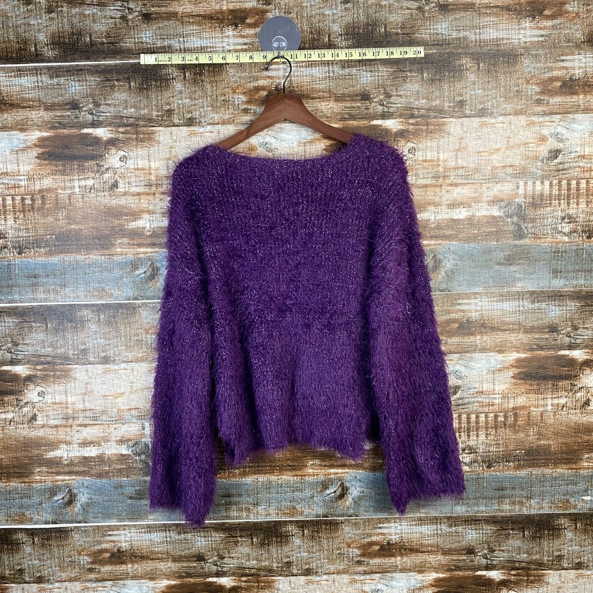 Japanese Brand DL Kastane Purple Mohair fur shaggy Knitwear #C1098 Size M / US 6-8 / IT 42-44 - 12 Thumbnail