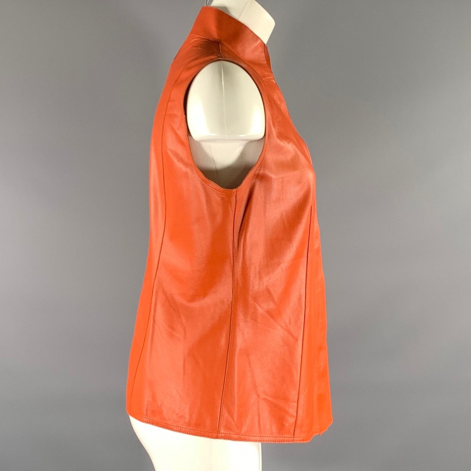 Akris AKRIS Size M Leather Lambskin Sleeveless Casual Top Size M / US 6-8 / IT 42-44 - 2 Thumbnail