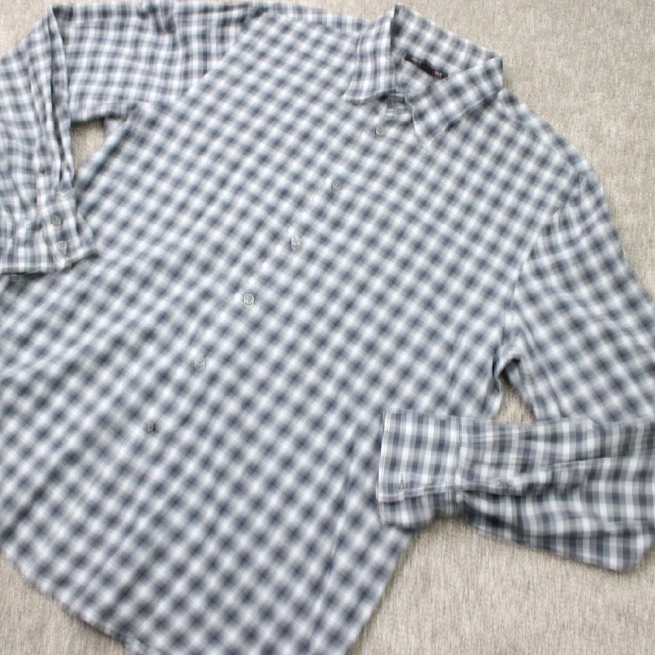 John Varvatos John Varvatos Shirt Men XL Gray Plaid Button-Down Collared 100% Cotton L/S Regular Size US XL / EU 56 / 4 - 4 Thumbnail