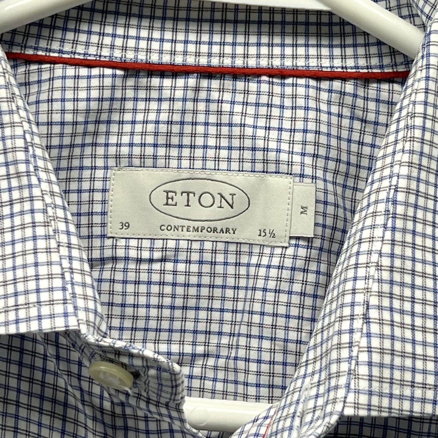 Eton Eton Dress Shirt Mens Medium Blue Check Slim Fit Long Sleeve Button Front Shirt Size 40R - 2 Thumbnail