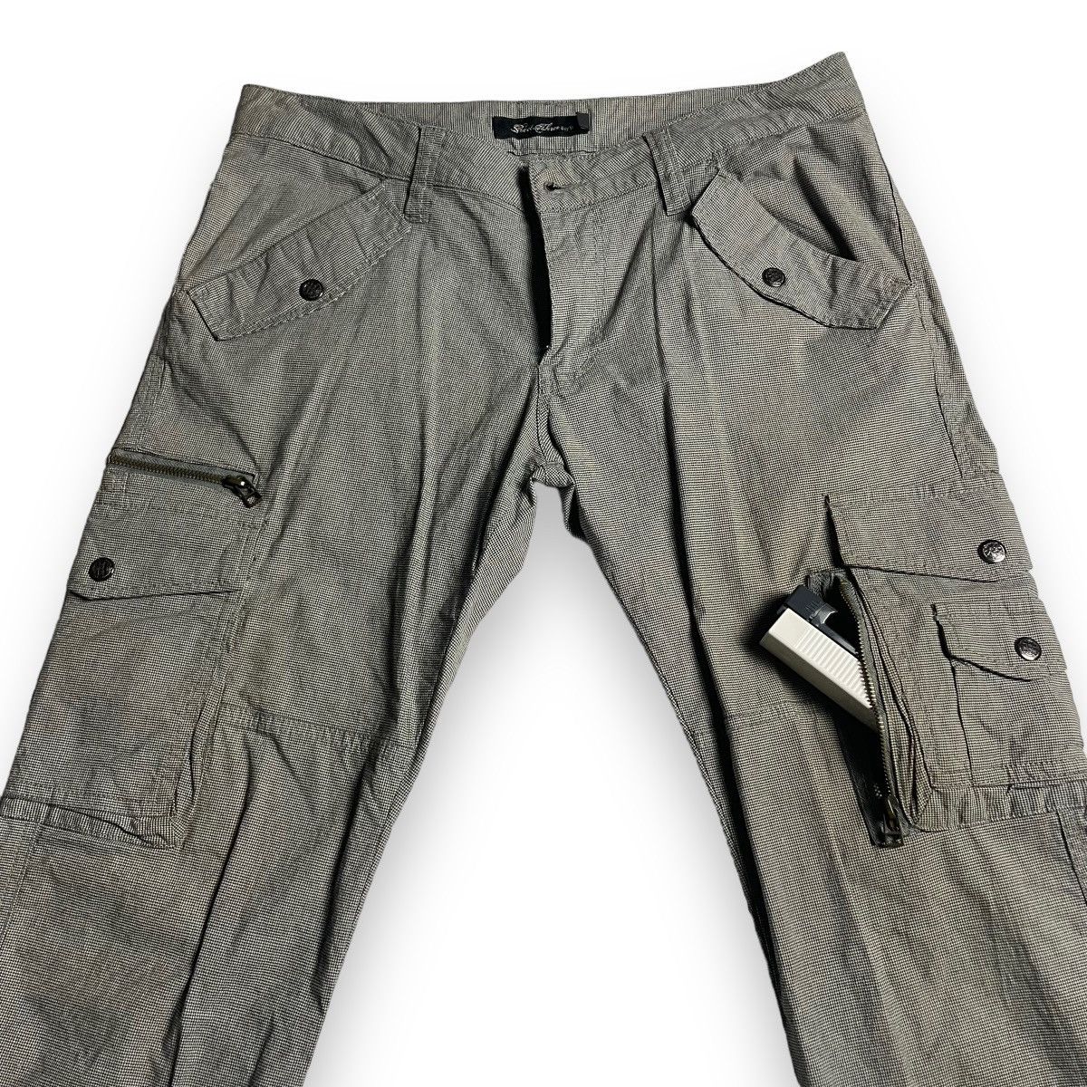20471120 🇯🇵 VINTAGE ROOT THREE STRIPE FLARED CARGO PANTS Size US 32 / EU 48 - 8 Thumbnail