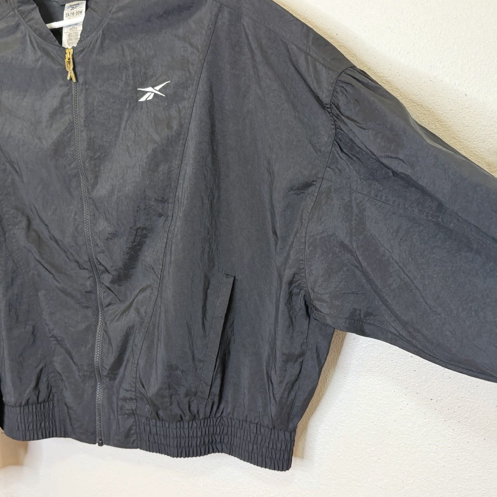 Reebok Reebok Windbreaker Jacket Womens 2X Black Full Zip Long Sleeve Pockets Outdoor Sports Size XXL / US 16-18 / IT 52-54 - 4 Thumbnail