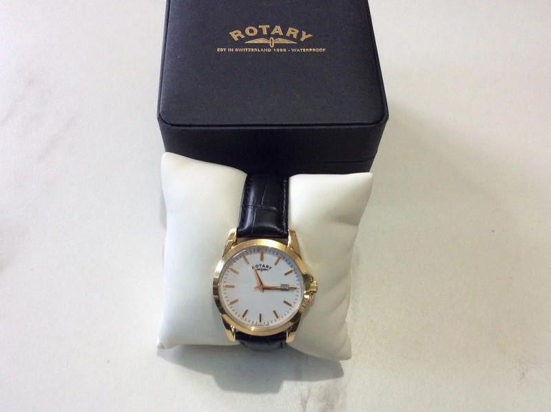 Designer Rotary men's gold plated white dial leather strap watch Size ONE SIZE - 3 Thumbnail
