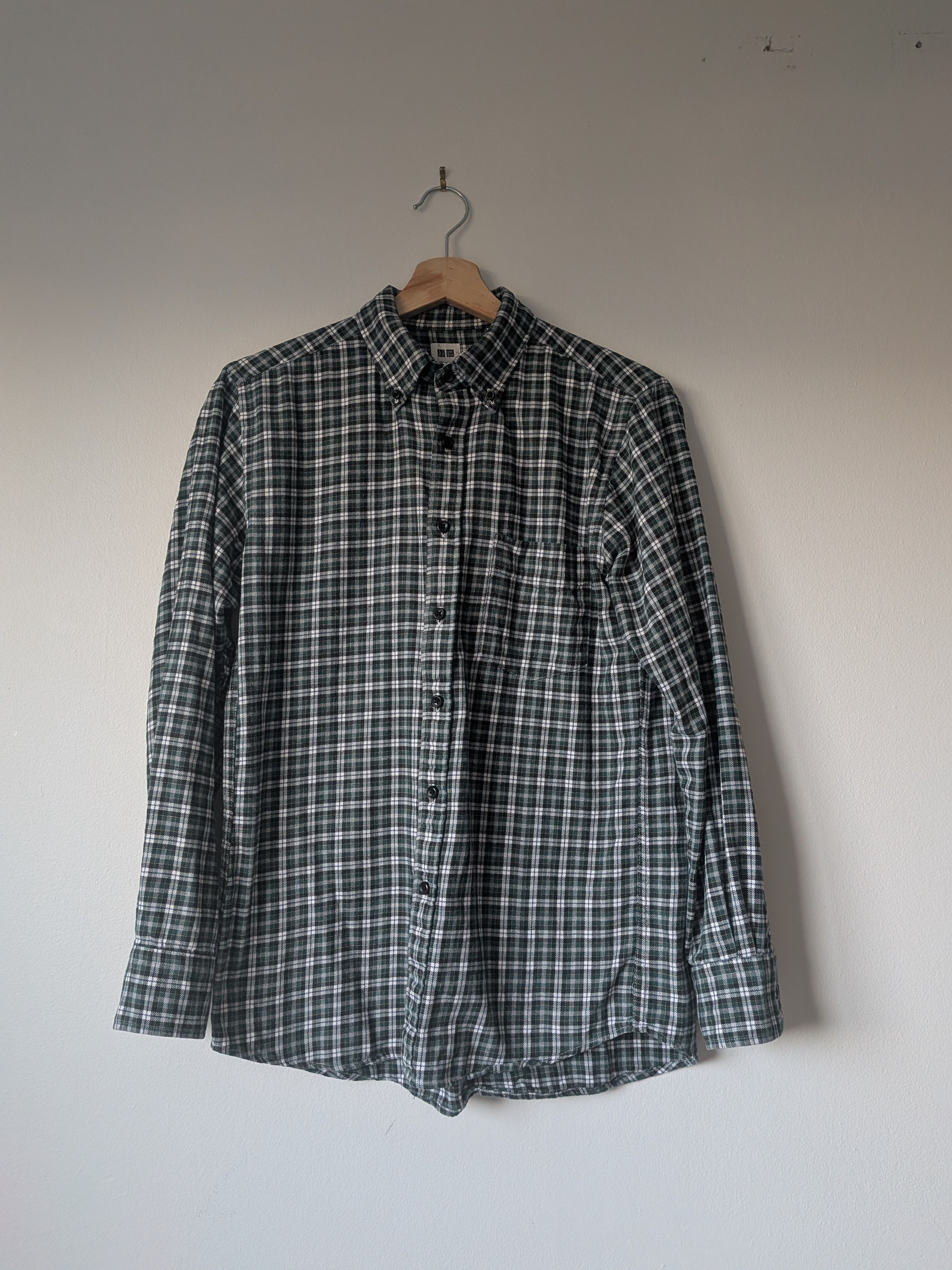 Uniqlo Green & White Flannel Size US M / EU 48-50 / 2 - 1 Thumbnail