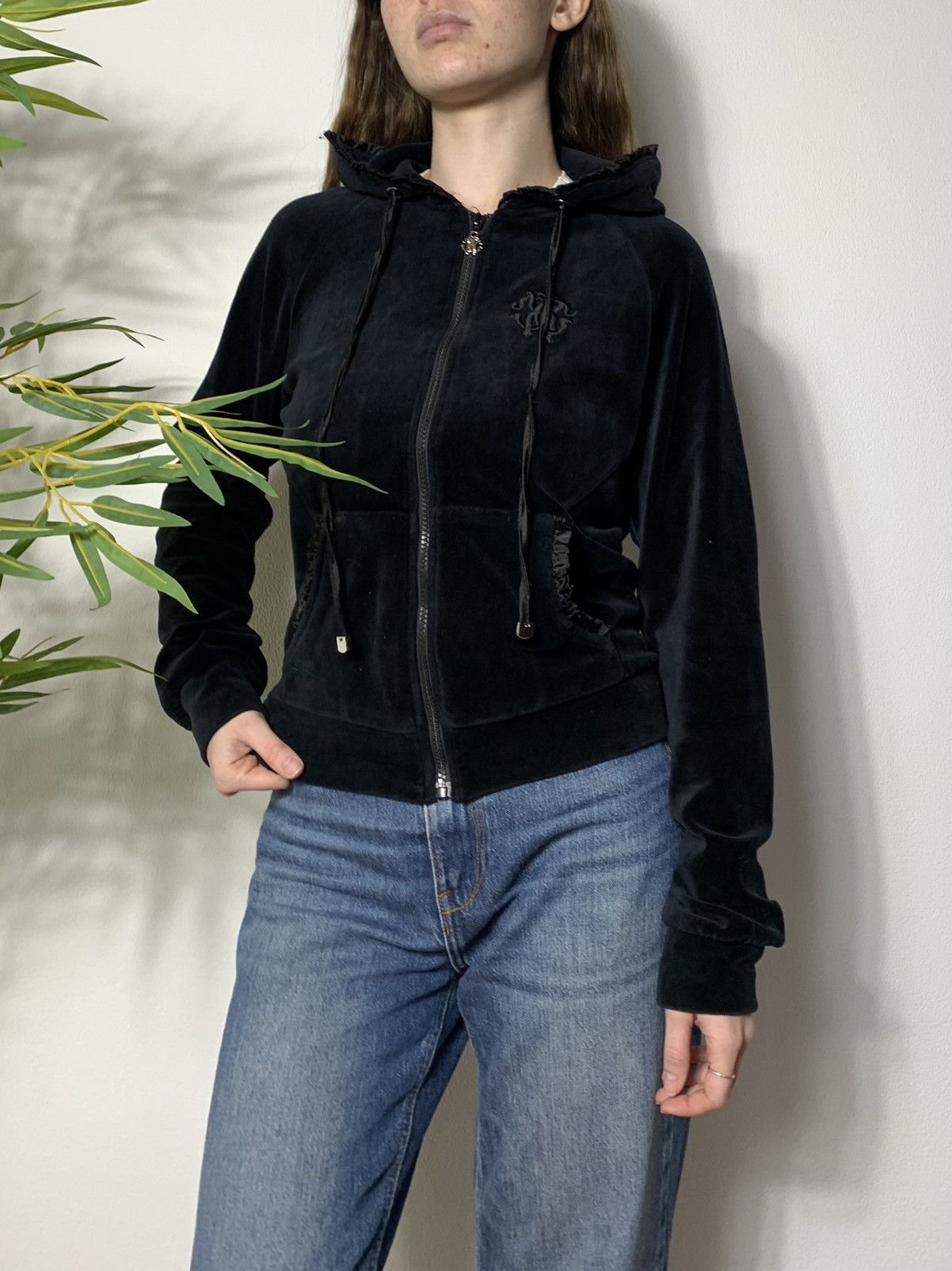 Just Cavalli VINTAGE VELOUR ROBERTO CAVALLI GYM Y2K ZIP UP HOODIE Size L / US 10 / IT 46 - 4 Thumbnail