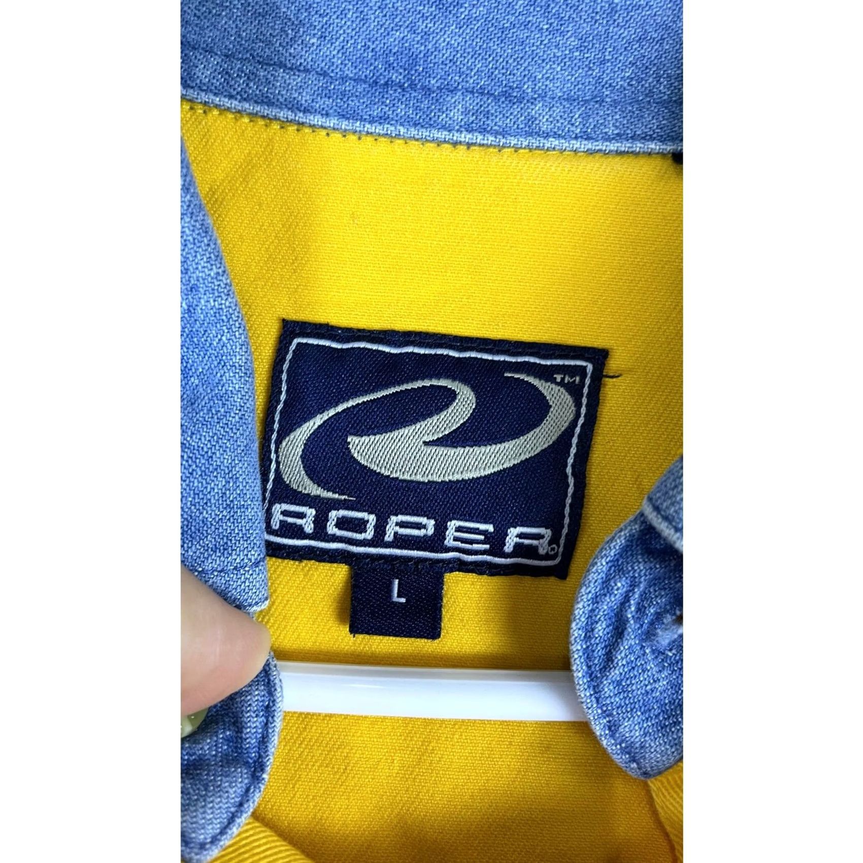 Roper Roper Mens L Yellow Denim Collar Western Button Up Shirt Size US L / EU 52-54 / 3 - 6 Thumbnail
