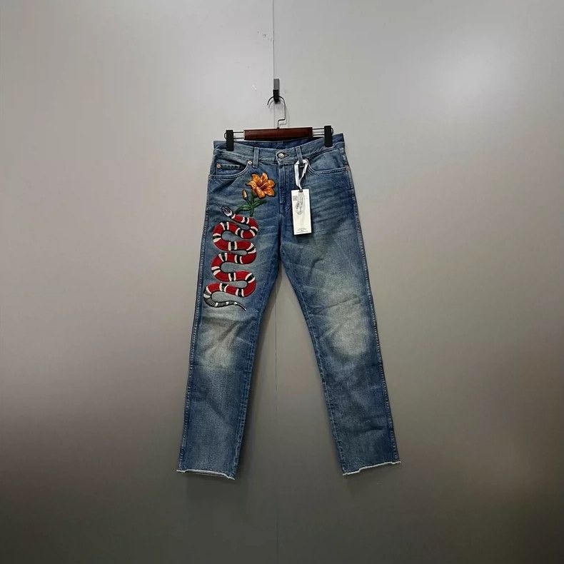 Gucci Gucci Viper floral embroidered jeans Size US 29 - 1 Thumbnail
