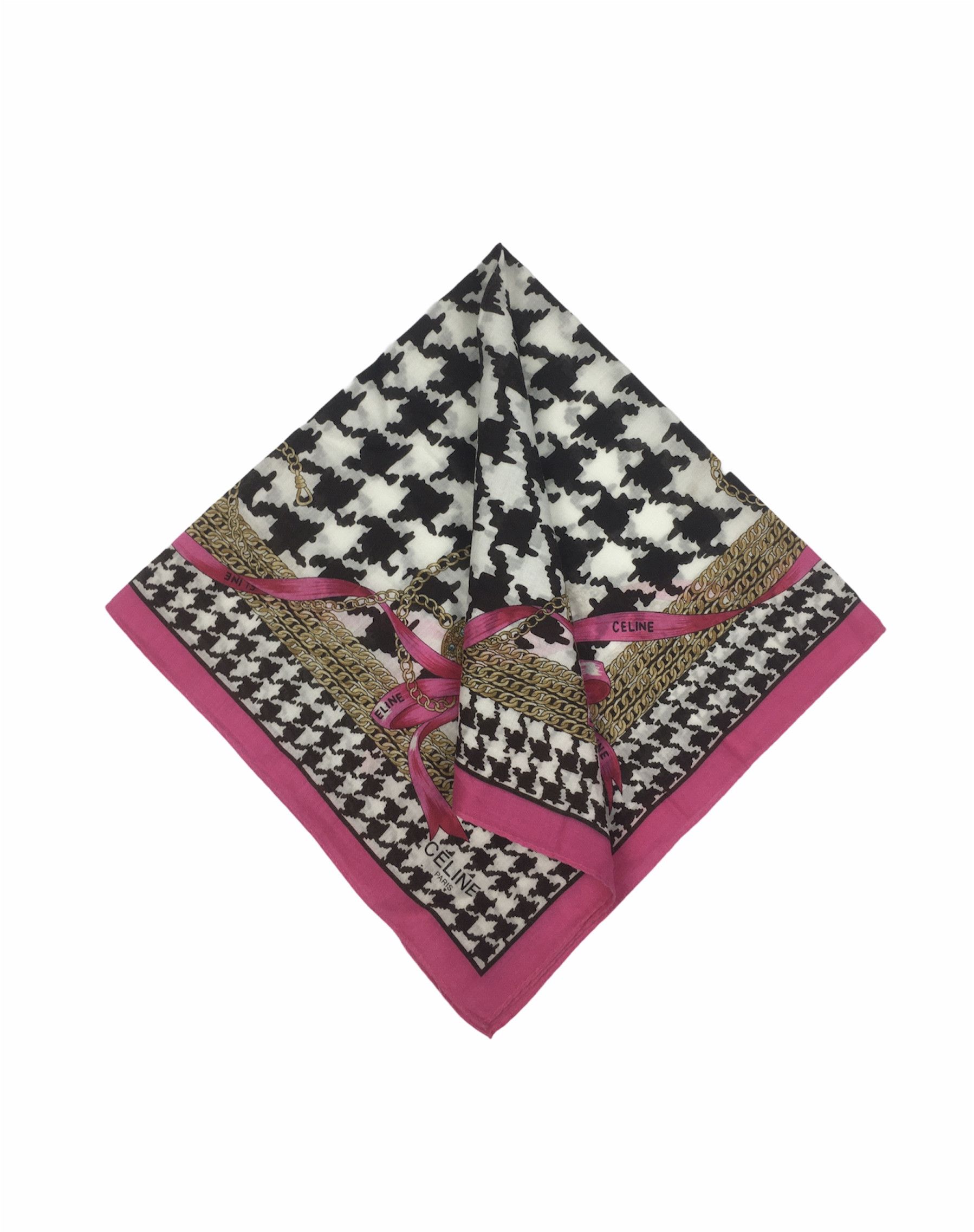 Celine Celine Houndstooth Handkerchief Bandana Neckerchief HKC0186 Size ONE SIZE - 1 Thumbnail
