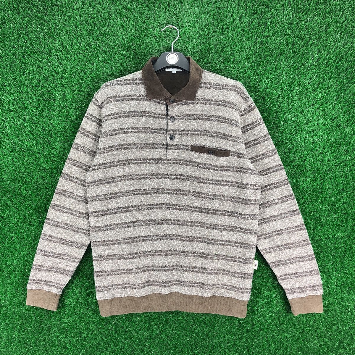 Japanese Brand Vintage 90's Knit Polo Shirt by Simple Life Japan Size US L / EU 52-54 / 3 - 1 Thumbnail