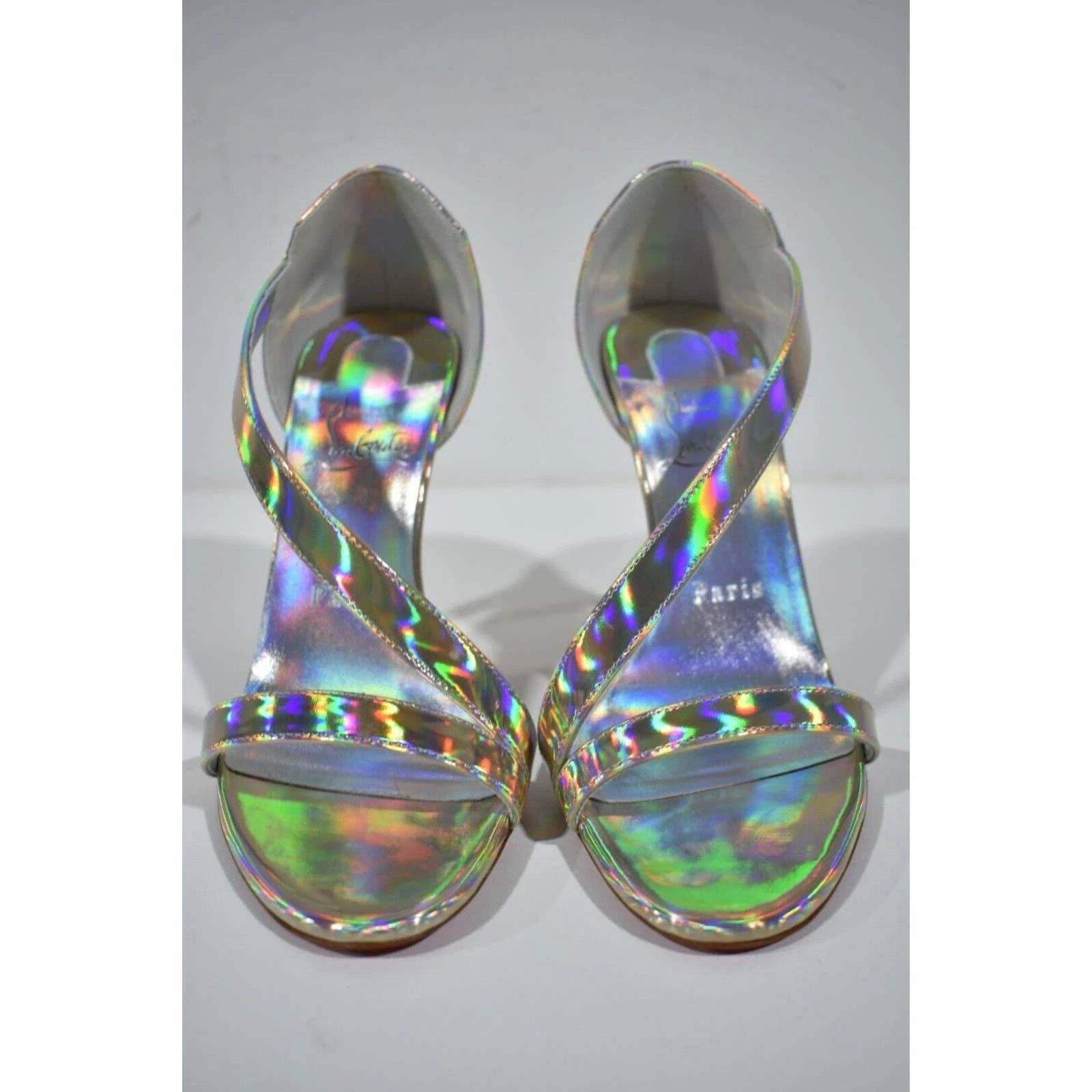 Christian Louboutin Astridal 100 Gold Patent Psychic Strap Sandal Heel Pump 39.5 Size US 9.5 / IT 39.5 - 5 Thumbnail