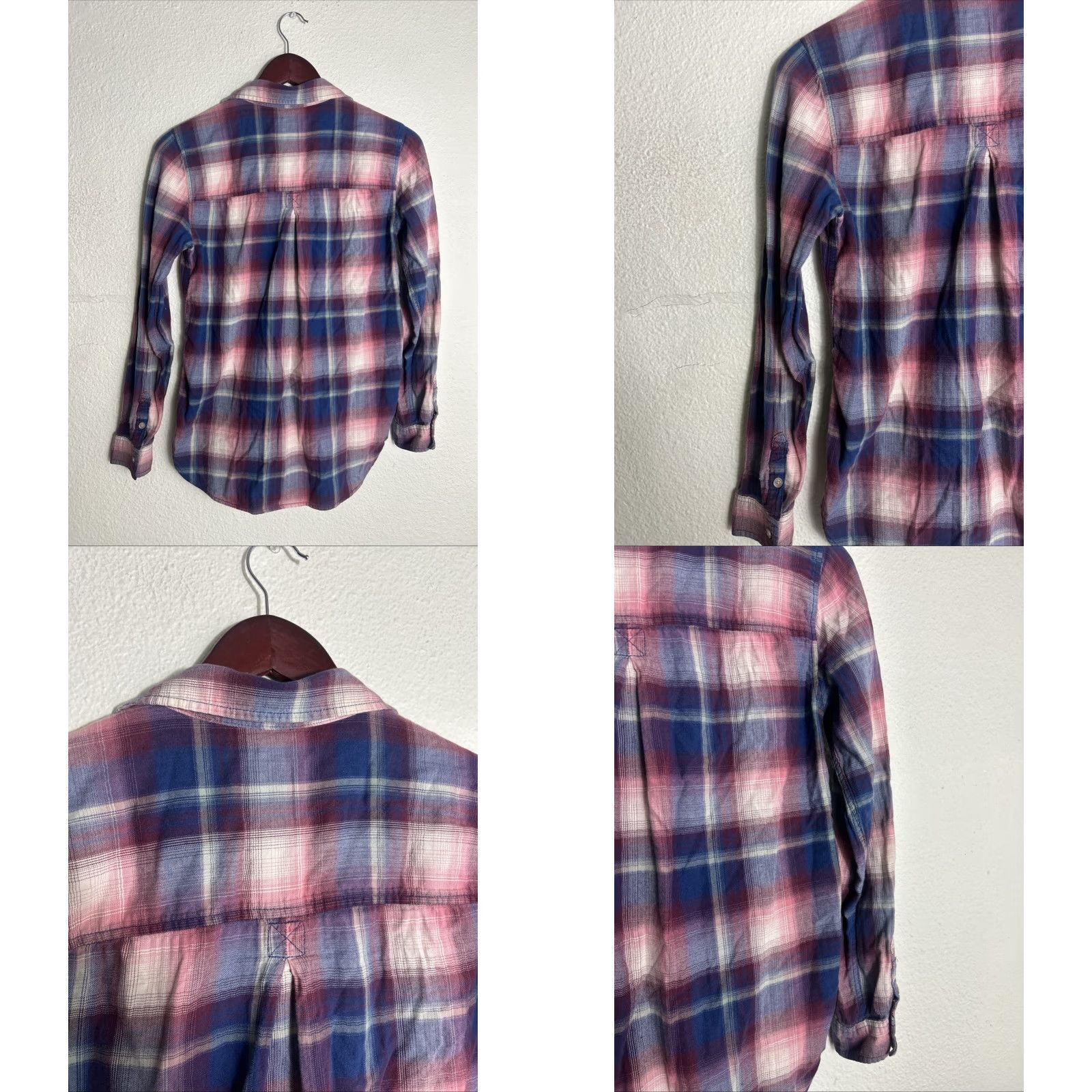 American Eagle Outfitters VINTAGE American Eagle Shirt Plaid Button-Up Long Sleeve Purple Small Womens Boyfriend Fit Sized S Size S / US 4 / IT 40 - 9 Thumbnail