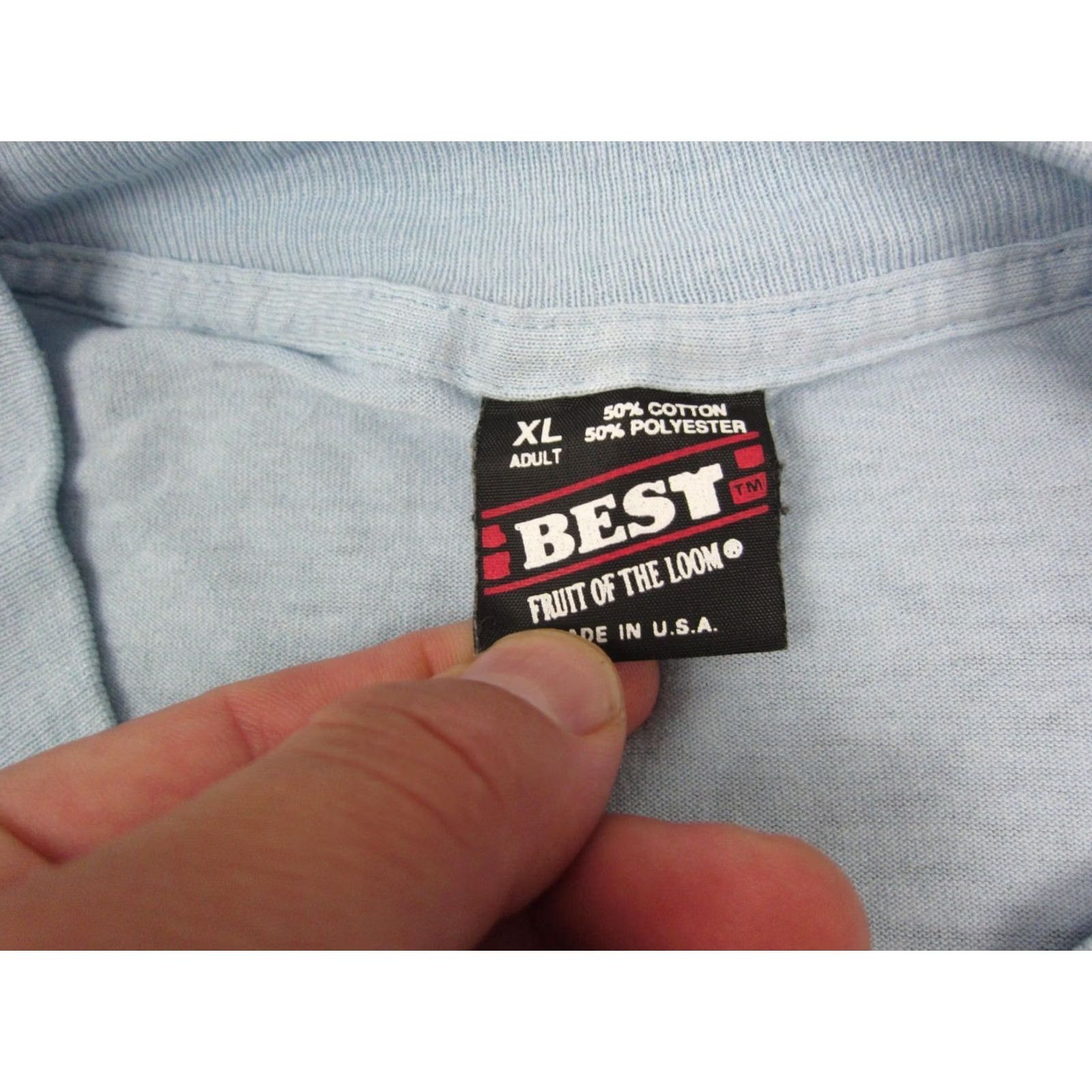 Fruit Of The Loom Vintage Fruit of the Loom Shirt XL Blue Logo Crew Neck Short Sleeve Mens US Made USA Size US XL / EU 56 / 4 - 7 Thumbnail