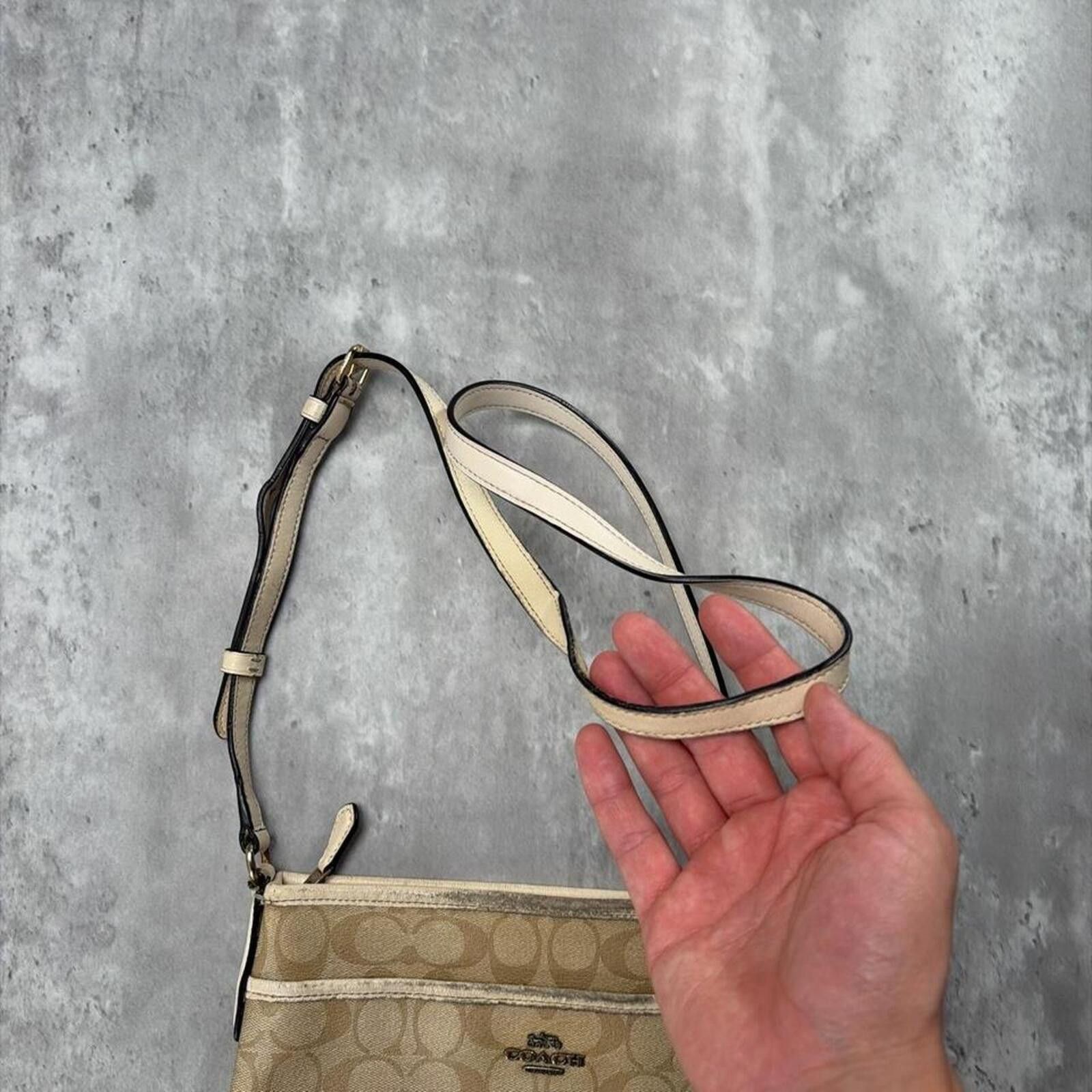 Coach Y2K Beige Coach Signature C Distressed Grunge Crossbody Bag Size ONE SIZE - 3 Thumbnail