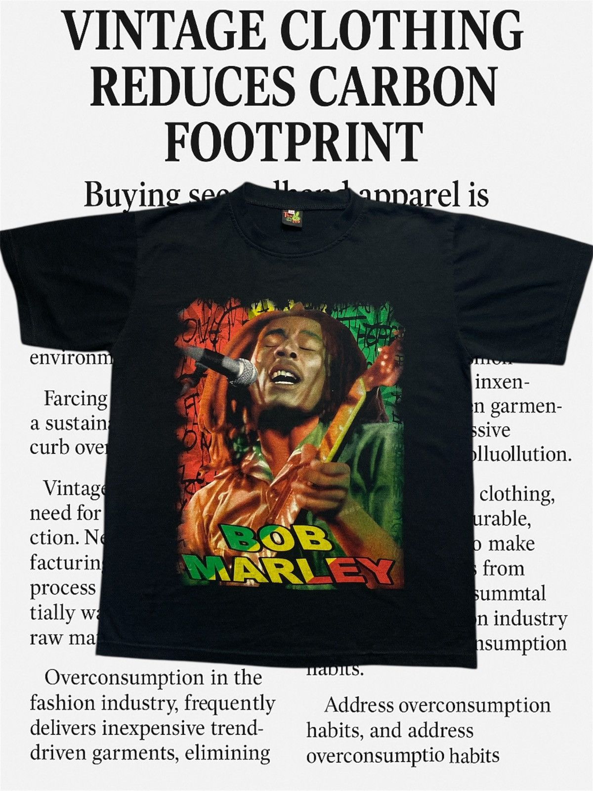 Vintage Vintage Bob Marley Tee big logo Size US M / EU 48-50 / 2 - 1 Thumbnail