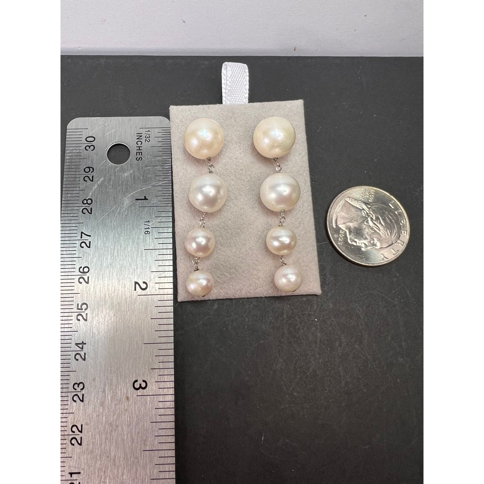 Other Graduated dangling pearl earrings in sterling silver Size ONE SIZE - 7 Thumbnail