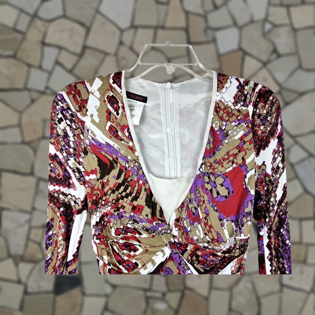 Escada Escada Dress Women's Long Sleeve Multicolor Size 36 Twist Front Colorful Size XS / US 0-2 / IT 36-38 - 1 Thumbnail