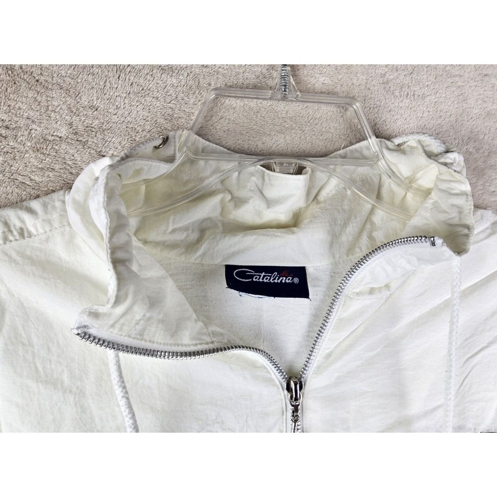 Catalina VINTAGE Catalina Windbreaker Jacket Full Zip 90s Nautical Size M White Womens Size M / US 6-8 / IT 42-44 - 6 Thumbnail