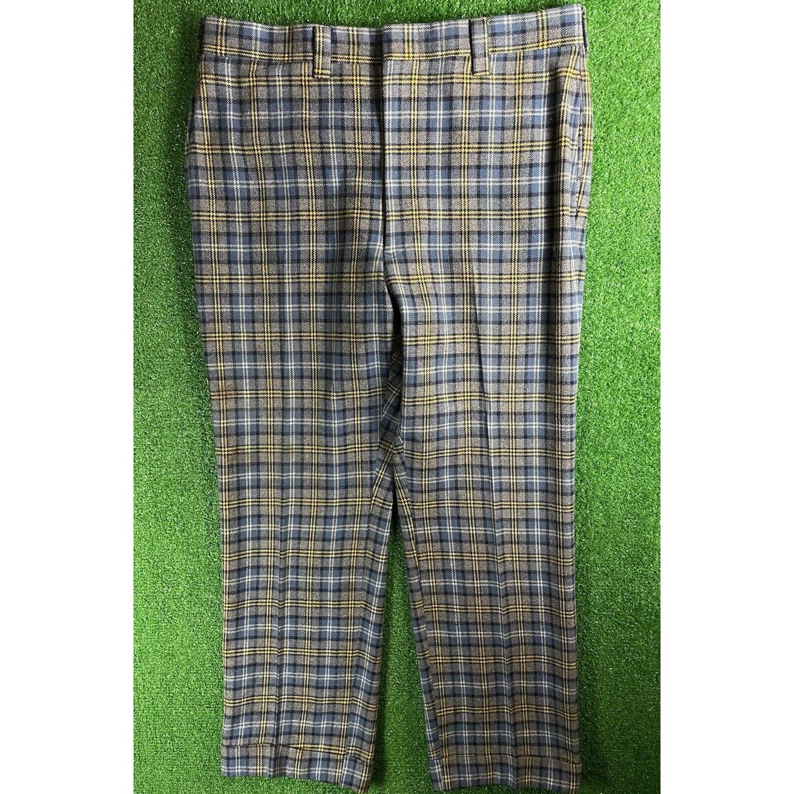 Vintage Vintage 70s Blue Green Plaid 36 32 Trousers Pants USA Talon Size US 35 - 5 Thumbnail