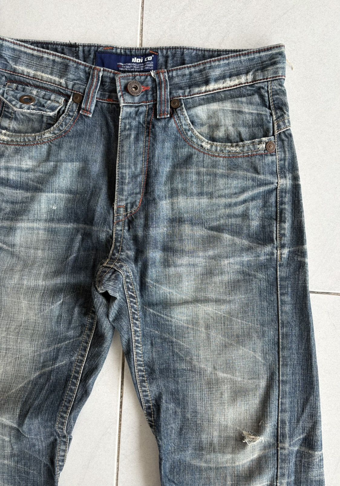 Vintage Korean Iloi Streetwear Low Flared Jeans Distressed Denim Size US 31 - 7 Thumbnail