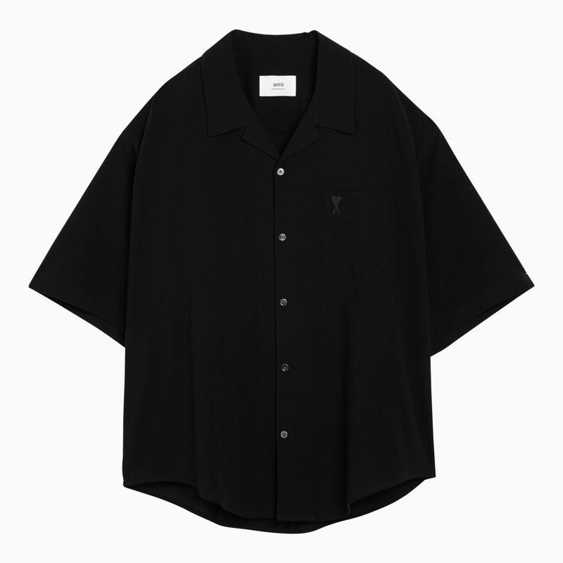 image of Ami Paris Black Cotton Ami De Coeur Shirt, Men's (Size Small)