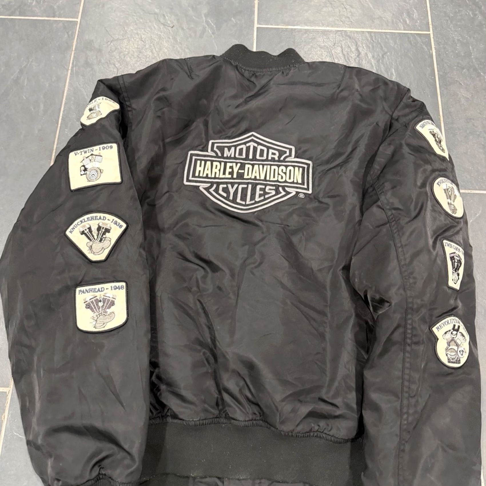 Harley Davidson VTG Harley-Davidson Jacket Windbreaker Bomber Patch Small Hole Men's S Black Size US S / EU 44-46 / 1 - 7 Thumbnail