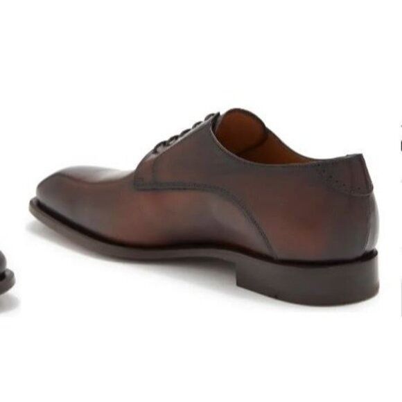 Antonio Maurizi Antonio Maurizi Mens Cognac Leather Round Toe Lace Up Derby Size US 10 / EU 43 - 2 Thumbnail