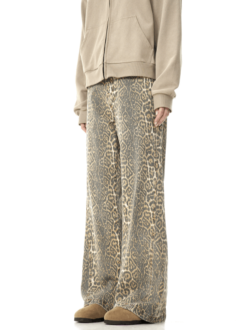 Japanese Brand × Jean American leopard retro wide-leg casual straight loose jeans Size US 32 / EU 48 - 2 Thumbnail