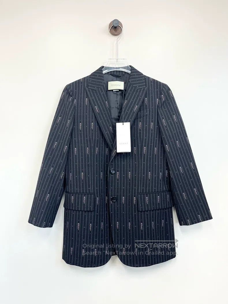 Gucci Gucci Black bullet screen logo waist slim suit windbreaker Size S / US 4 / IT 40 - 1 Thumbnail