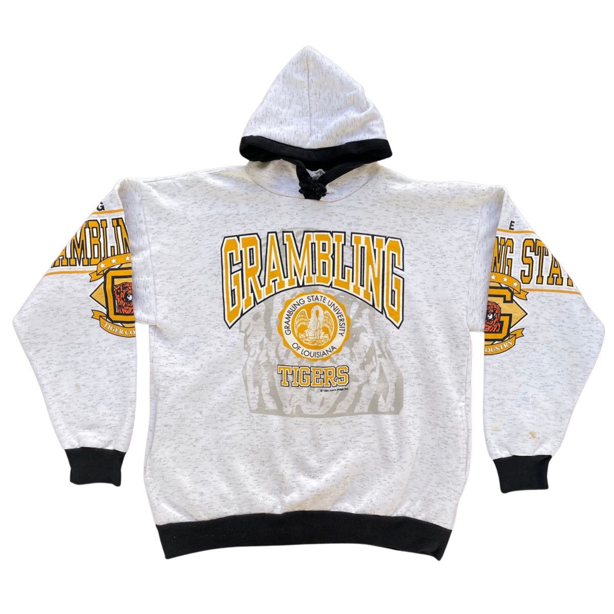 image of American College x Vintage 1994 Louisiana Grambling Tigers Hoodie Size Xxl in Grey, Men's