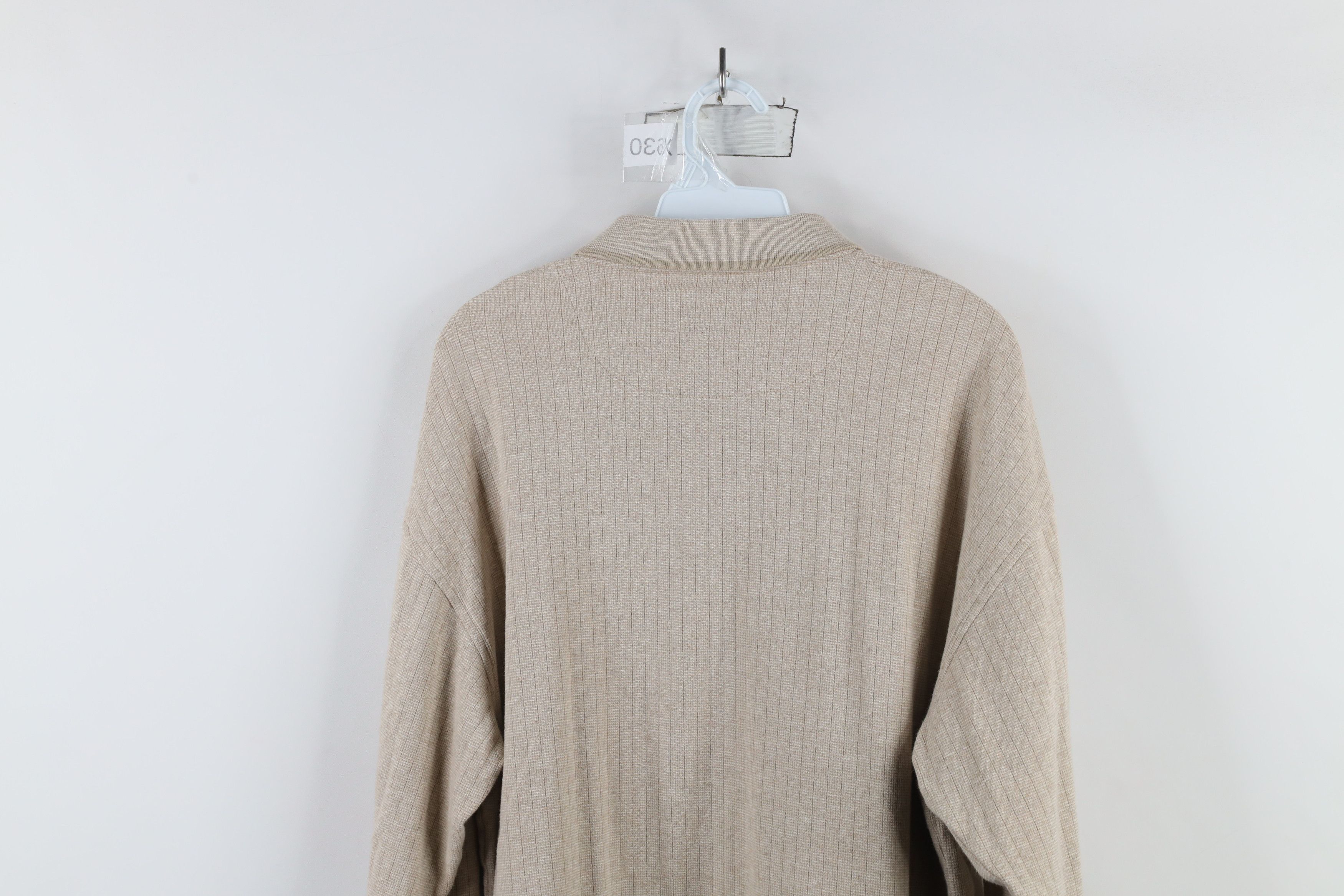 Vintage Vintage 90s Streetwear Long Sleeve Polo Shirt Oatmeal Brown Size US L / EU 52-54 / 3 - 11 Thumbnail