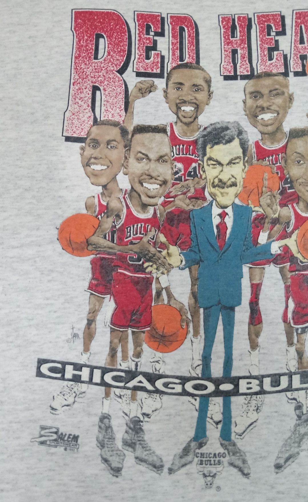 NBA × Vintage Vintage 90s NBA Playoffs Chicago Bulls Red Heat T-shirt Size US L / EU 52-54 / 3 - 7 Thumbnail