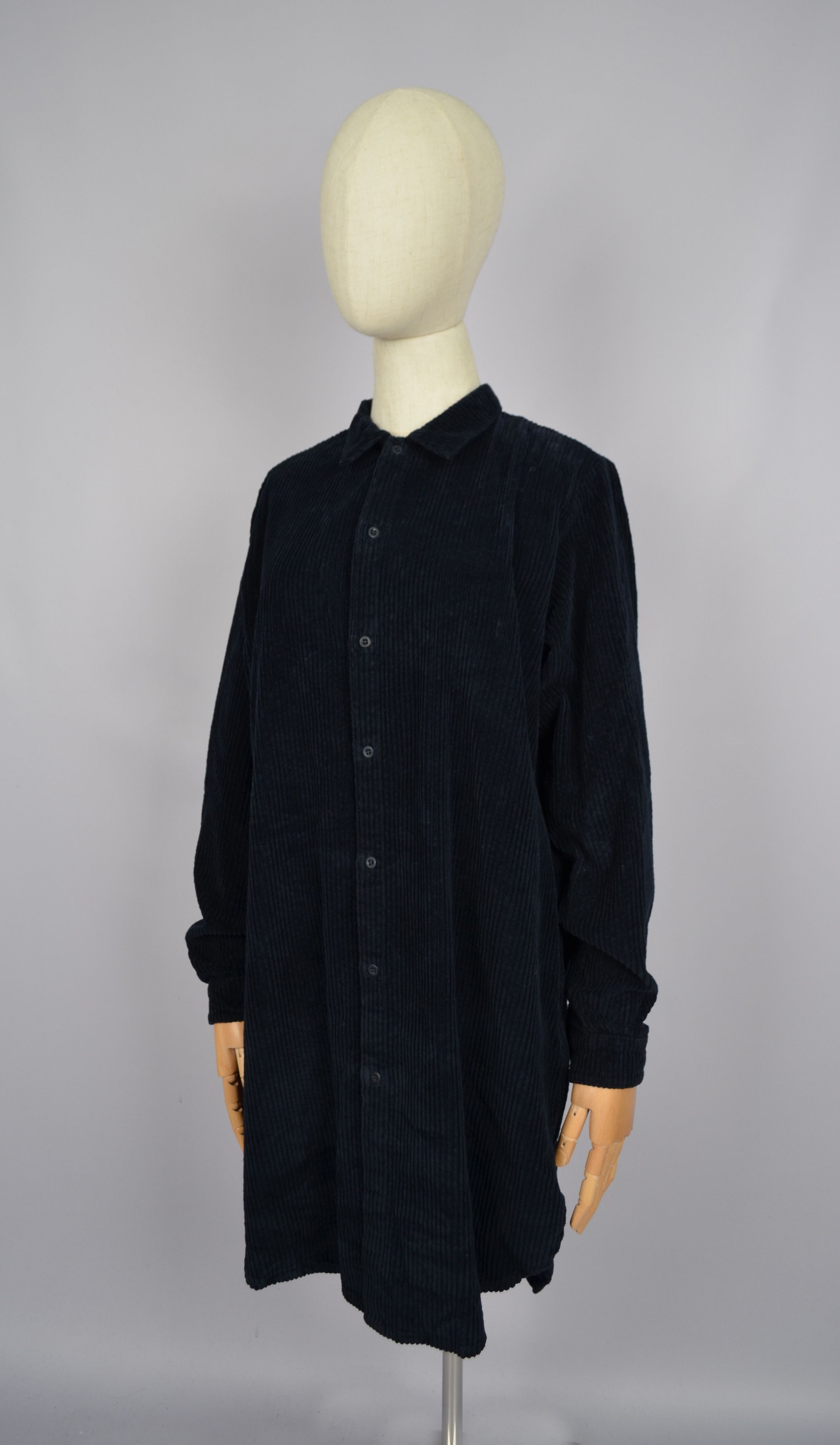 Designer Labo.Art Navy Corduroy Long Shirt Pockets Size 1/S Italy Size S / US 4 / IT 40 - 3 Thumbnail