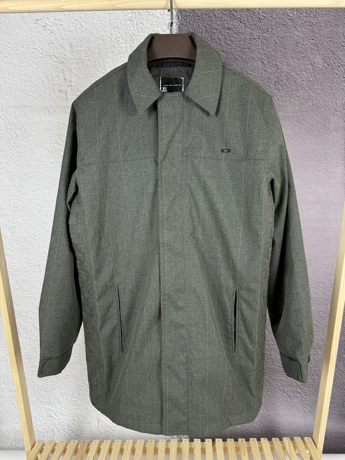 Oakley Oakley vintage FA07 grey checkered avant garde long jacket Size US XL / EU 56 / 4 - 2 Thumbnail