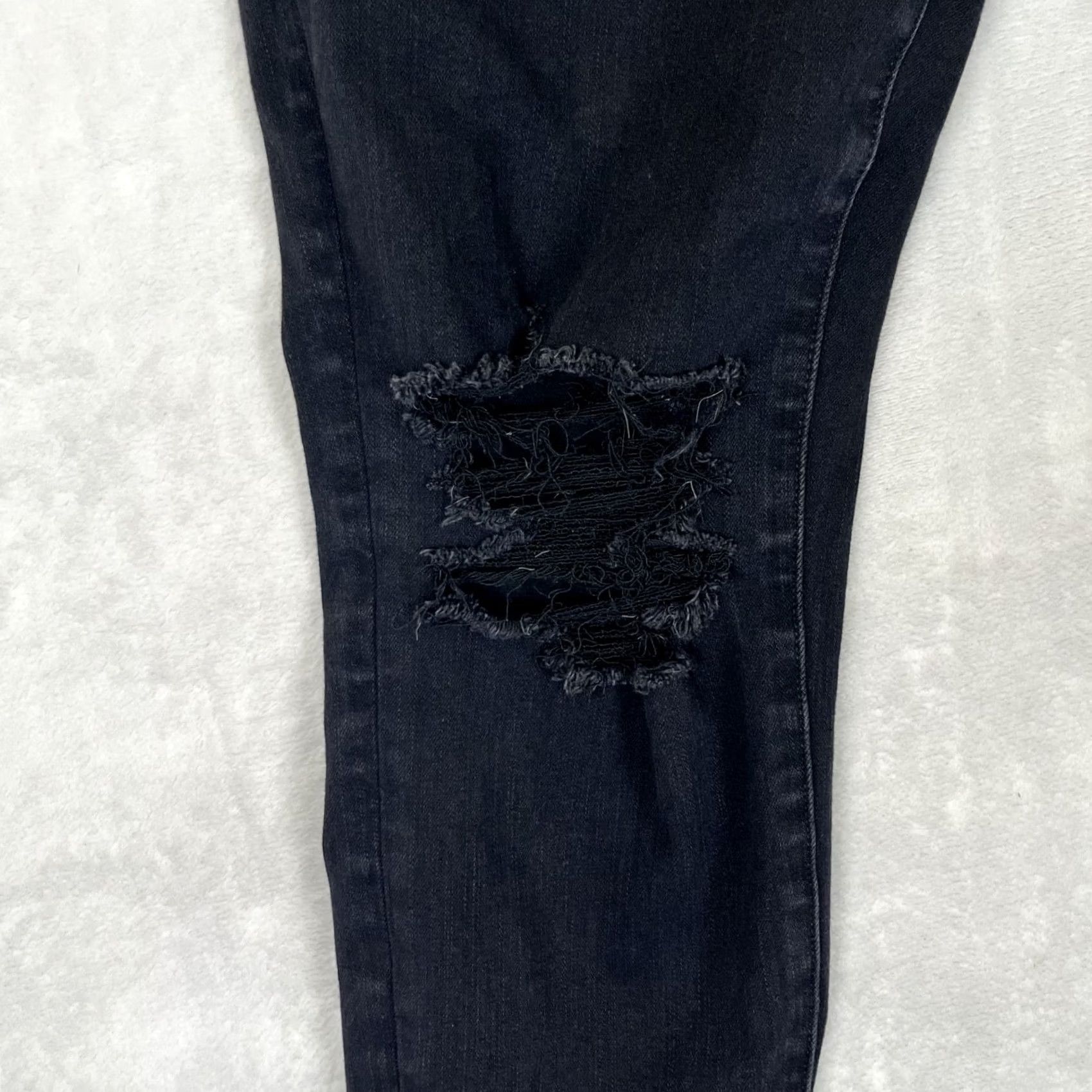 American Eagle Outfitters American Eagle Outfitters Hi-Rise Jegging Black Jeans Women 14 Regular Stretch Distress Denim 28.5in Inseam 5-Pocket Size 36" / US 14 / IT 50 - 3 Thumbnail