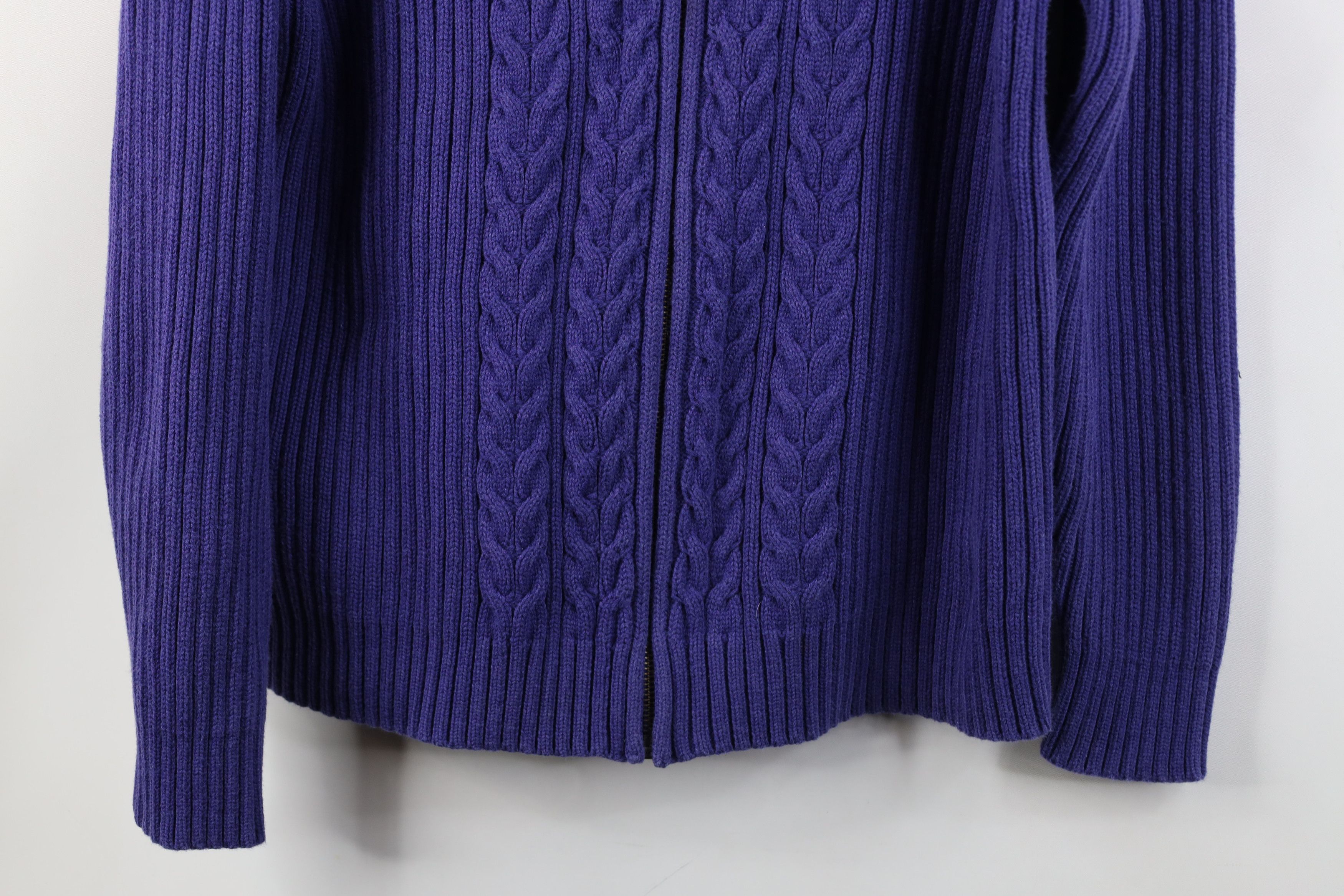 Lands' End Vintage 90s Lands End Cotton Cable Ribbed Knit Sweater Size L / US 10 / IT 46 - 3 Thumbnail
