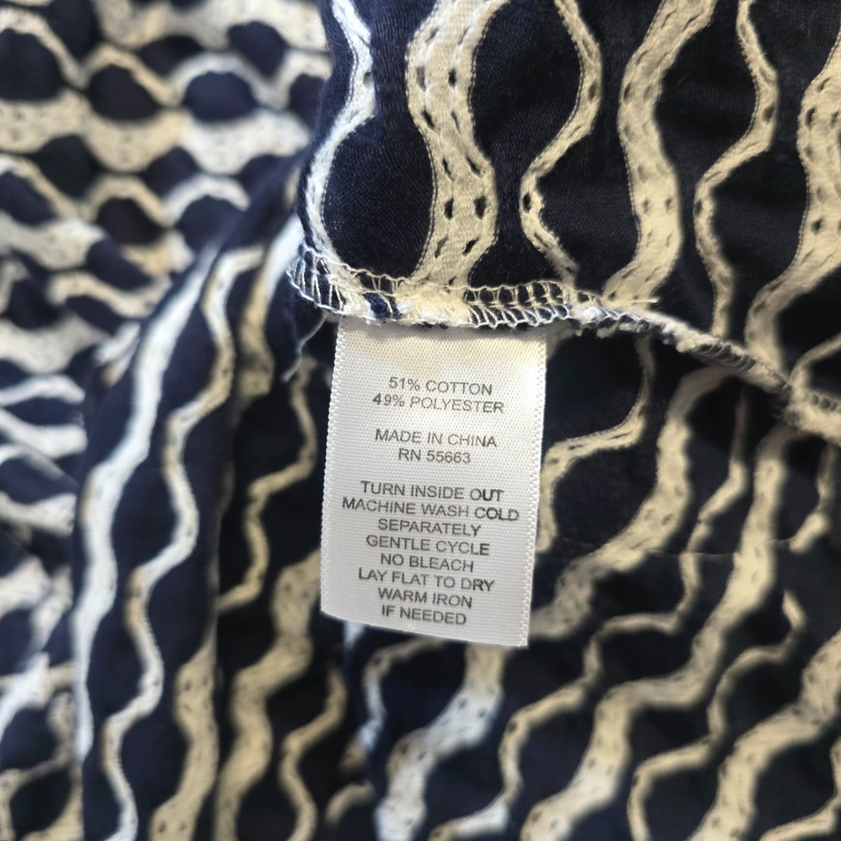 Vintage For Cynthia Top Womens Tunic Shirt M Blue Pockets Stretchy Casual Coverup Size M / US 6-8 / IT 42-44 - 7 Thumbnail