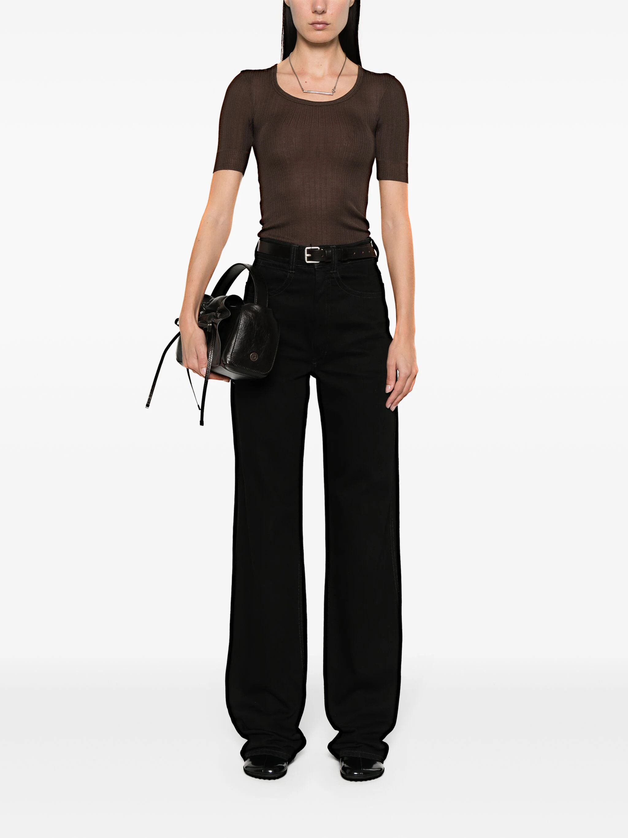 Lemaire o1s22i1n1024 Short-Sleeved Lightweight Knit Bodysuit Size S / US 4 / IT 40 - 2 Thumbnail