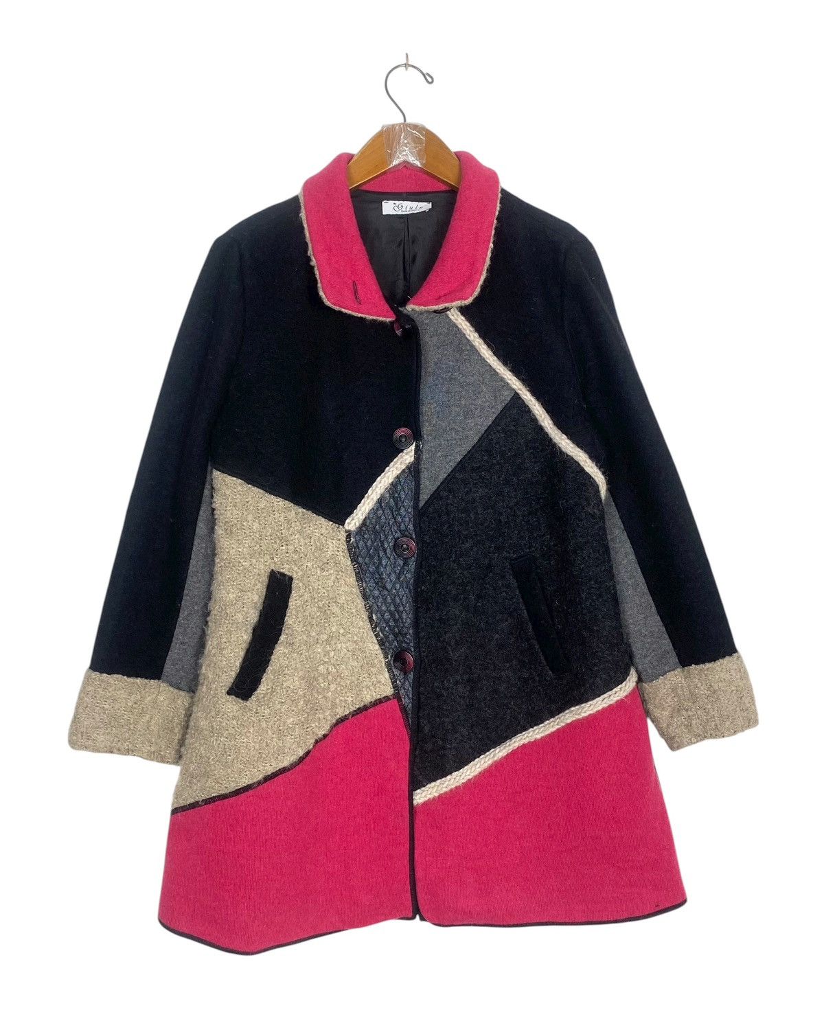 Vintage Rare‼️Mr. Giuln Patchwork Wool Coat Made in Italy Size M / US 6-8 / IT 42-44 - 1 Thumbnail