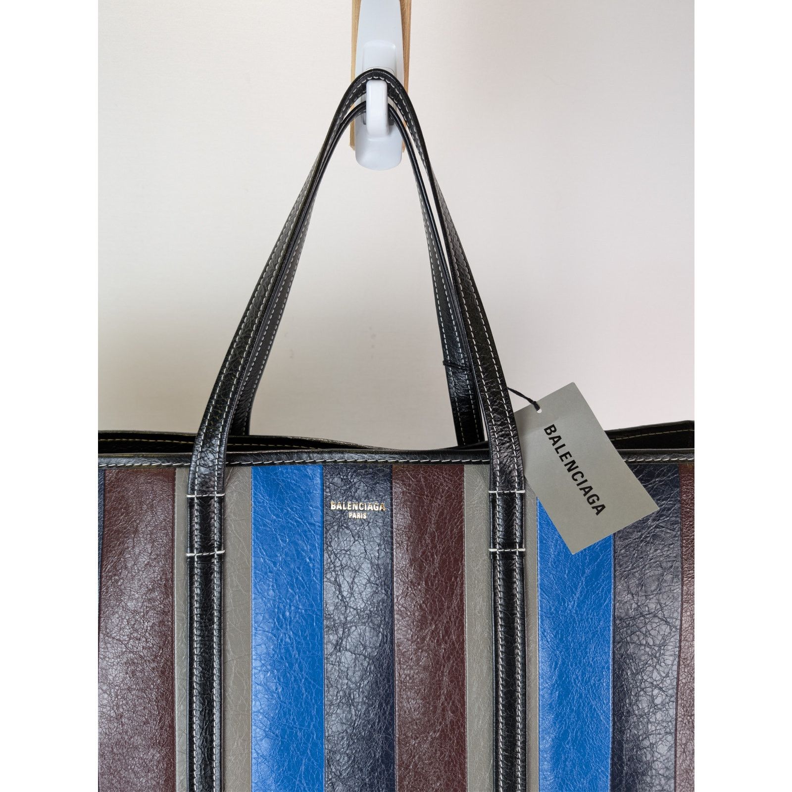 Balenciaga o1rshd1 Striped Arena Lamb PA Shatelet Carry All Tote Bag Size ONE SIZE - 5 Thumbnail