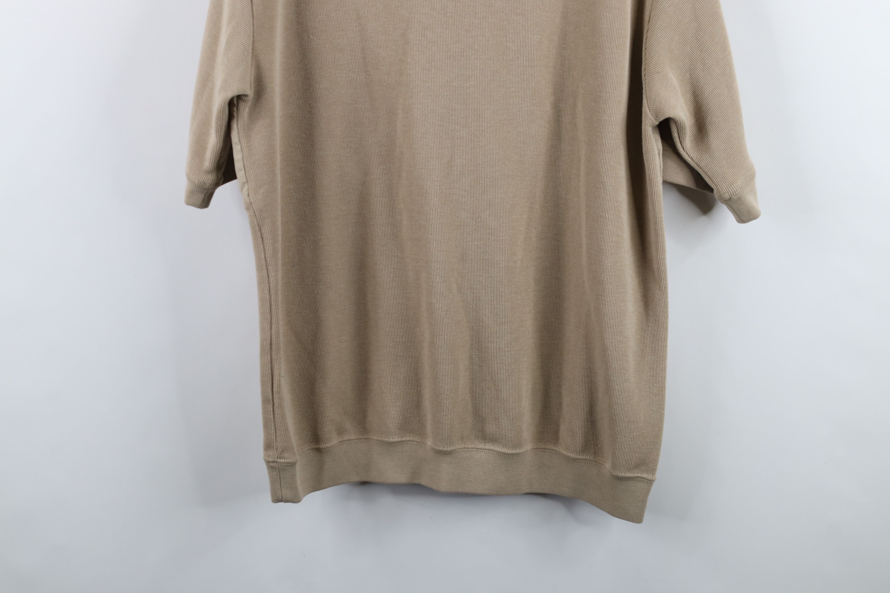 Vintage Vintage 90s Streetwear Ribbed Knit Pullover Polo Shirt Beige Size US L / EU 52-54 / 3 - 12 Thumbnail