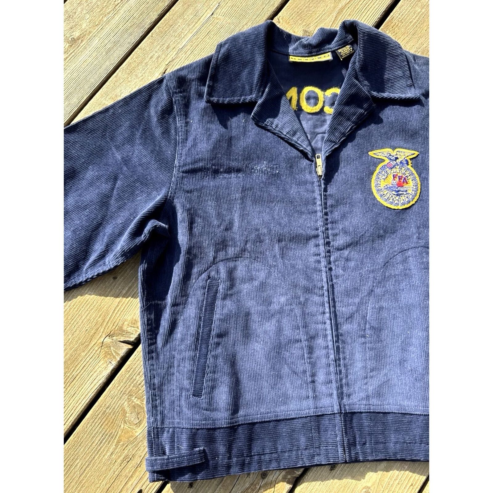 Vintage VINTAGE FFA Corduroy Jacket Shirt Adult Small Blue 1990s Wisconsin Cashton Embroidery Size US XXS / EU 40 - 3 Thumbnail