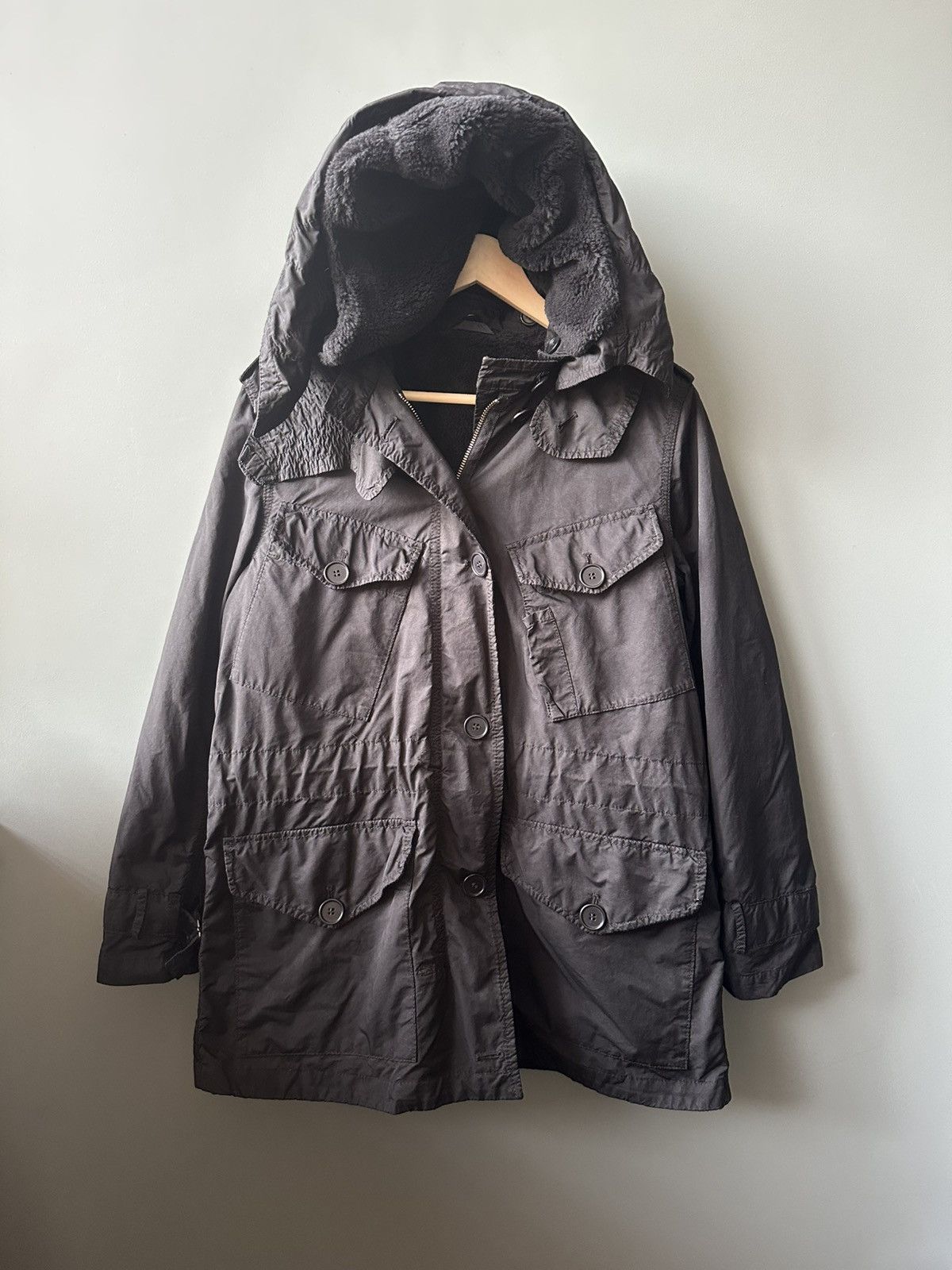 Aspesi Thermore Faux Fur Black Lined Parka Size XS