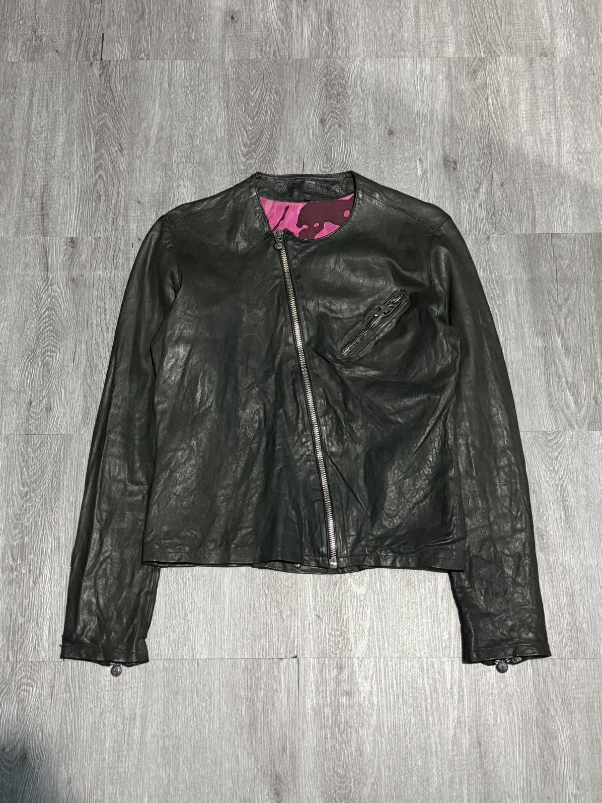 Chrome Hearts Chrome Hearts Asymmetric Zip Leather Jacket Size US S / EU 44-46 / 1 - 1 Thumbnail