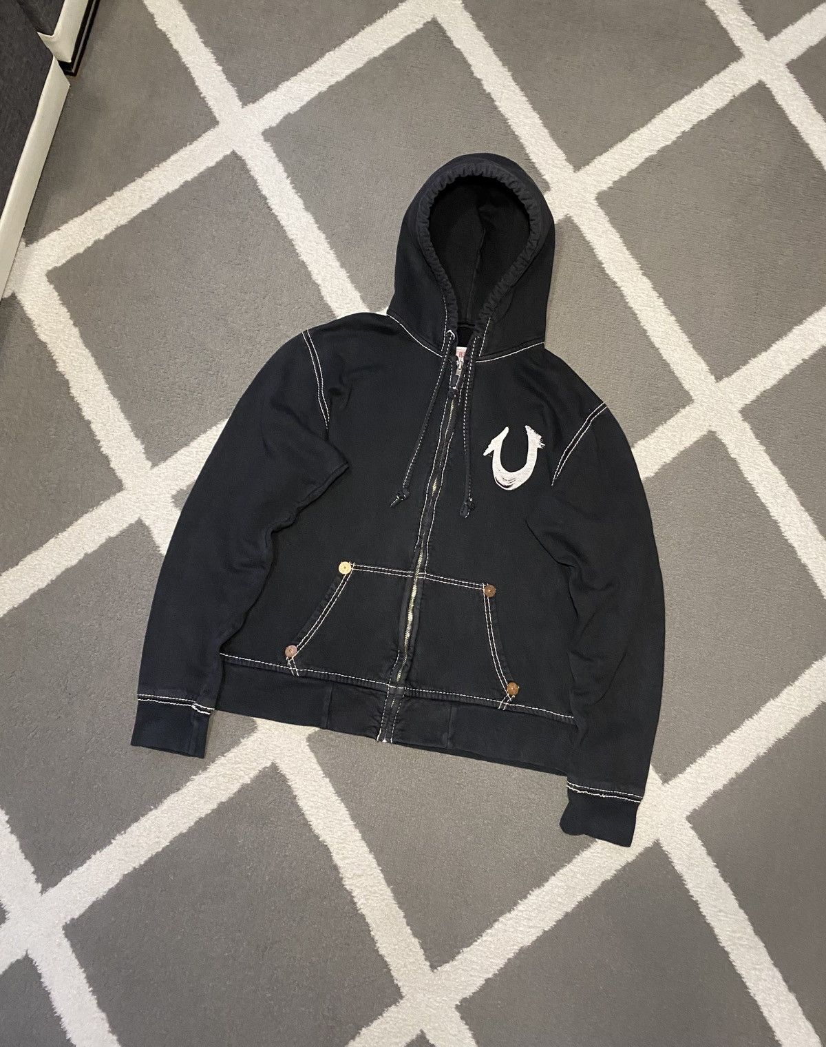 Vintage Y2K True Religion Thick Stitch Classic Hoodie Zip Up